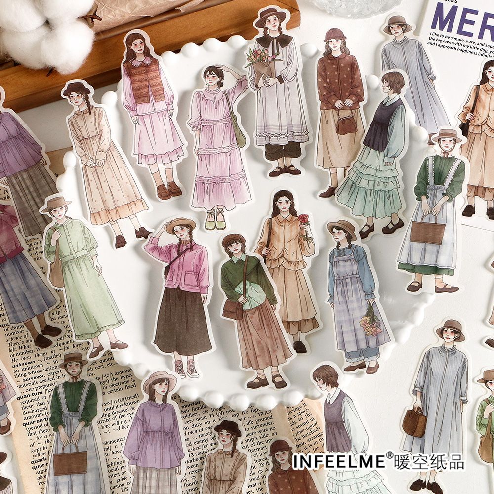 30 Pcs Fashion Girl PET Stickers BZYB