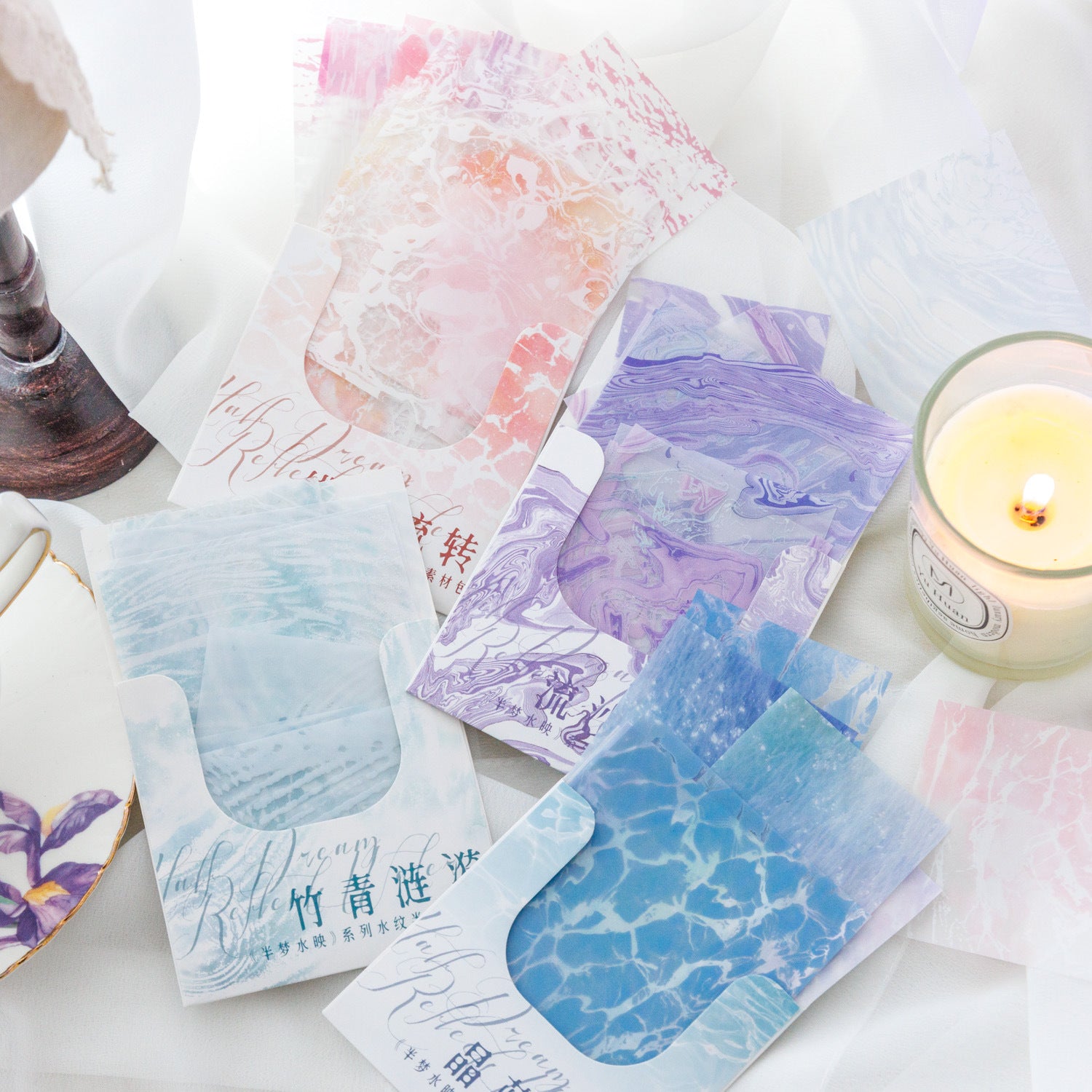 20Pcs Water Ripple Translucent Scrapbook Paper BMYS