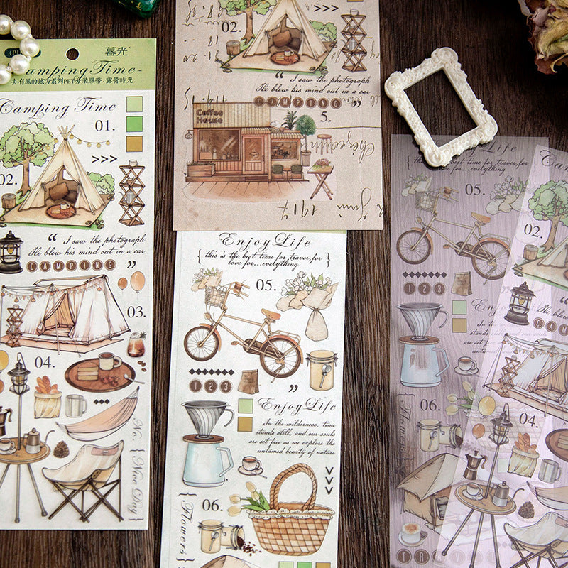 4 Pcs Vintage PET Stickers QYFDDF
