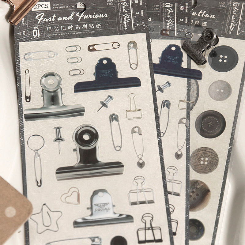 2 Pcs Vintage PET Stickers HJSY