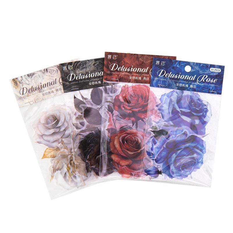 10pcs Vintage Rose Stickers WXMG