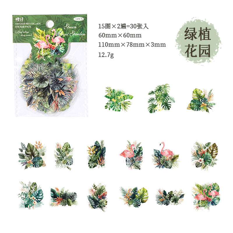 30pcs Vintage PET Collage Stickers YYPTWY