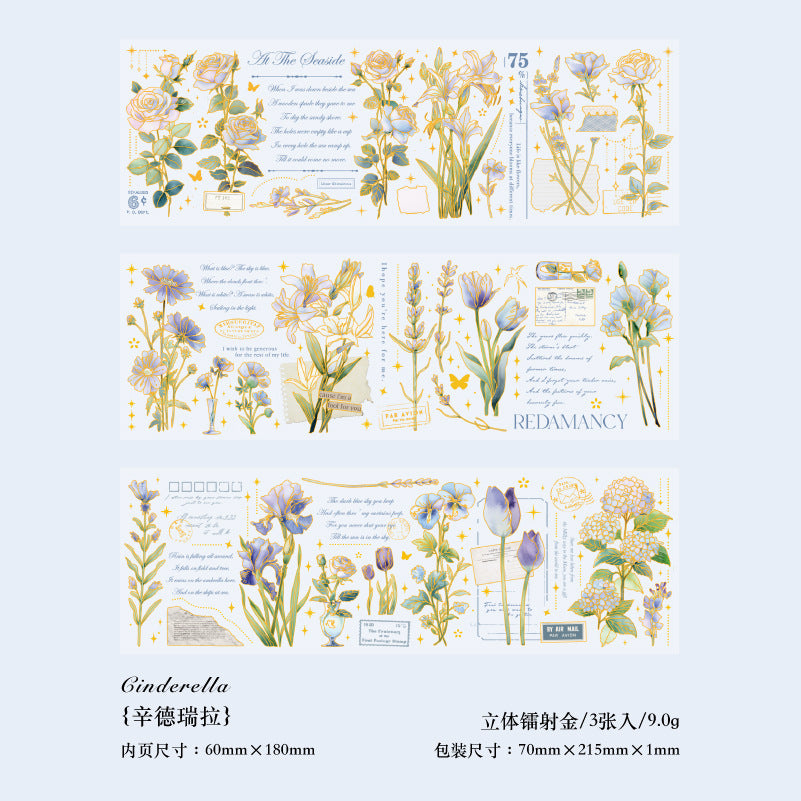 3 Pcs Flowers PET Stickers YDHY