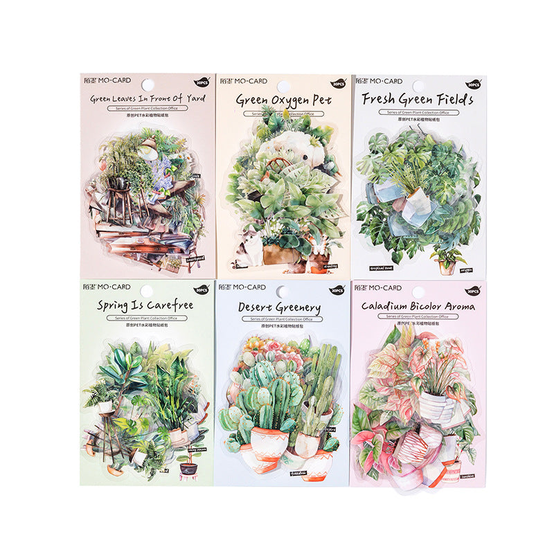 30pcs PET Green Plant Stickers LZSCS