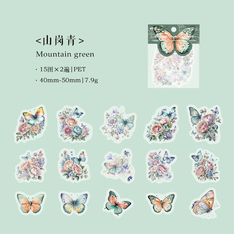 30PCS Butterfly PET Stickers HDPT