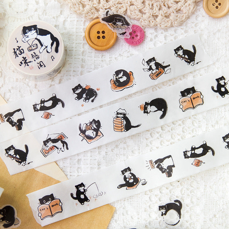1 Roll Black Cat Washi Tape MMRC