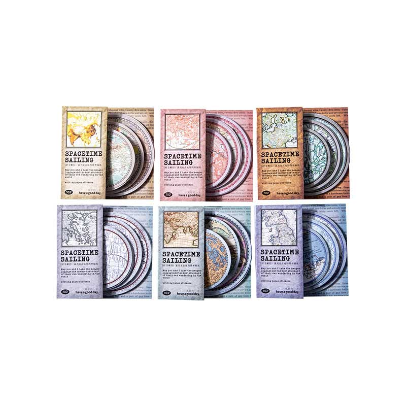 Sihon Map-Style Round Stickers