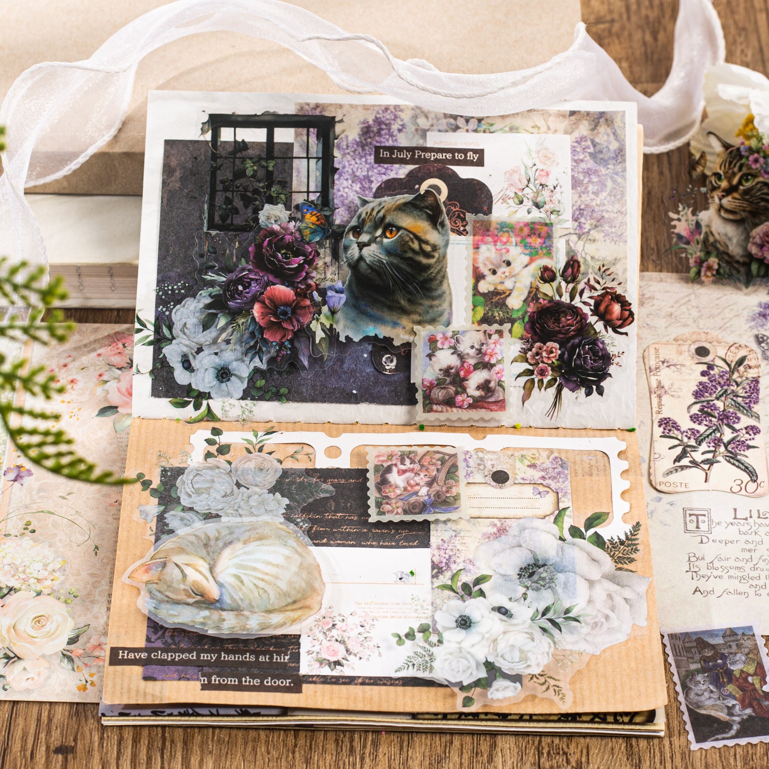 70pcs Cat Theme Scrapbook Paper MZWY