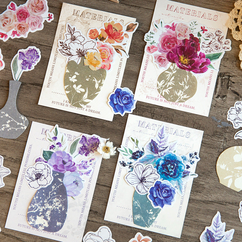 25PCS Flower and Bottle Scrapbook Paper SSEC