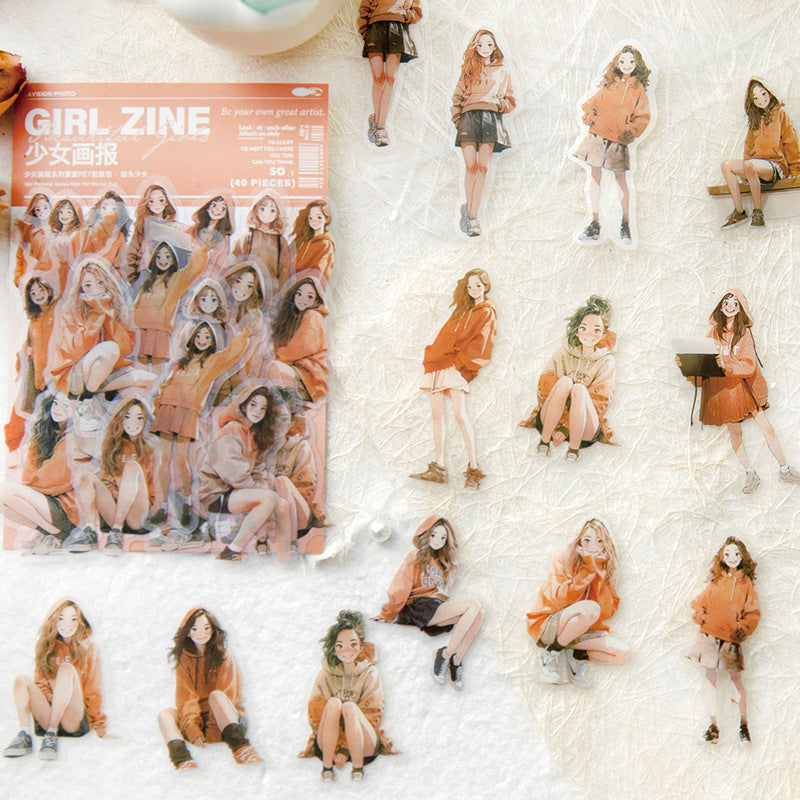 40 Pcs Girl PET Stickers SNHB