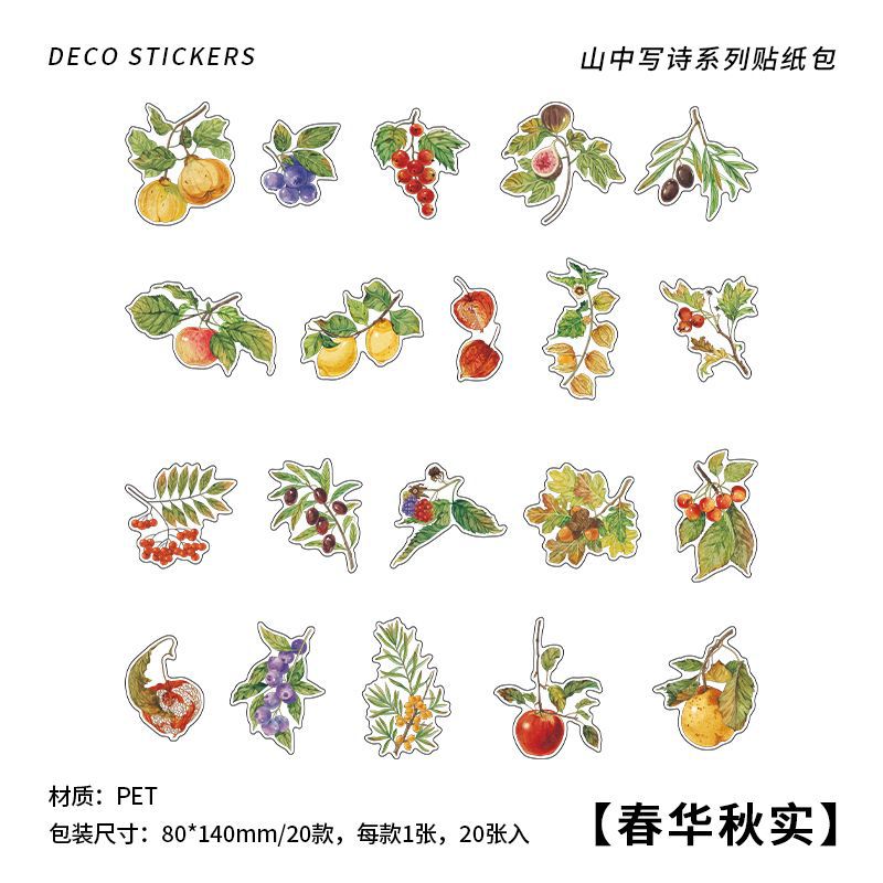20 Pcs Nature PET Stickers SZXS