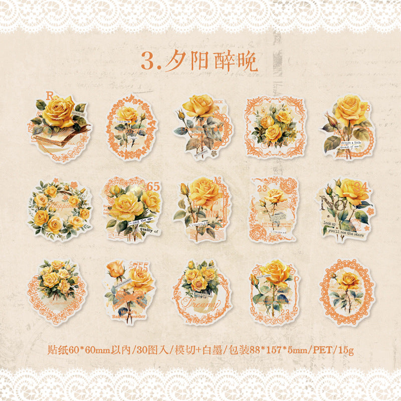 30 Pcs PET Flowers Stickers FHRM