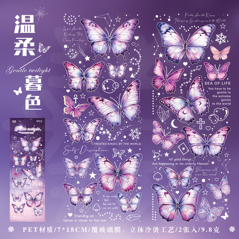 2 Pcs Butterfly PET Stickers DMQY
