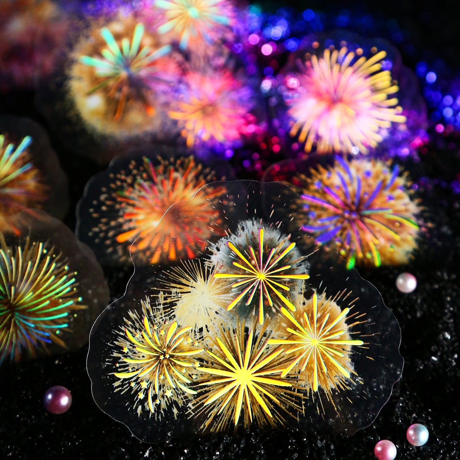 10pcs Fireworks PET Stickers XLYH