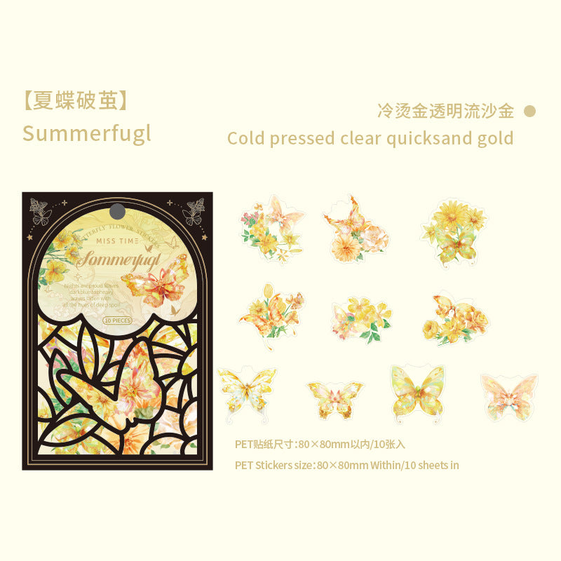 10pcs Flower and Butterfly PET Stickers SSZG