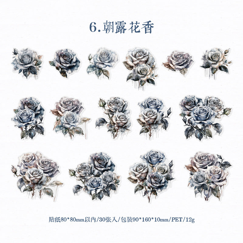 30Pcs PET Rose Stickers MGMX