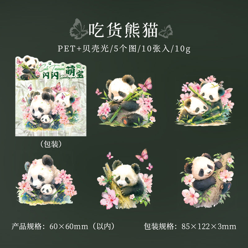 10pcs PET Panda Stickers SSMB