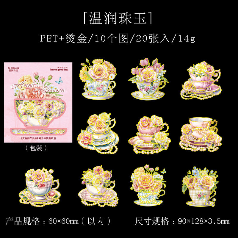 20pcs PET Flowers Stickers ANWH