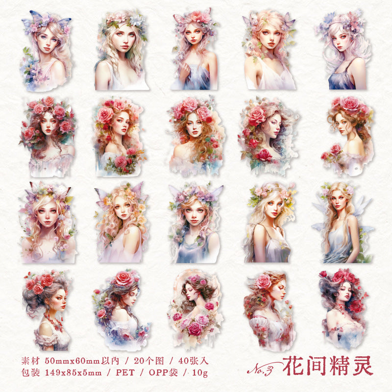 40 Pcs PET Ladies Stickers WFMM