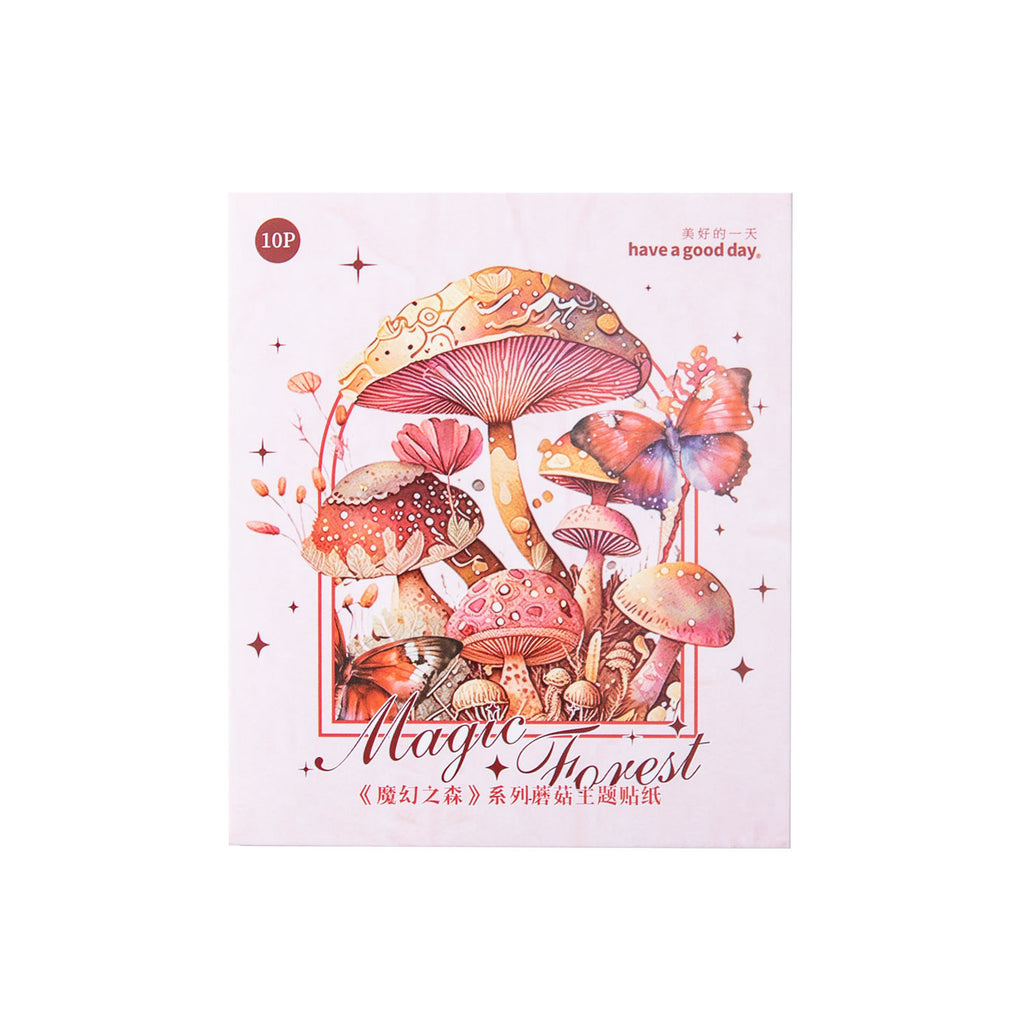 10pcs PET Mushroon Stickers MHZS