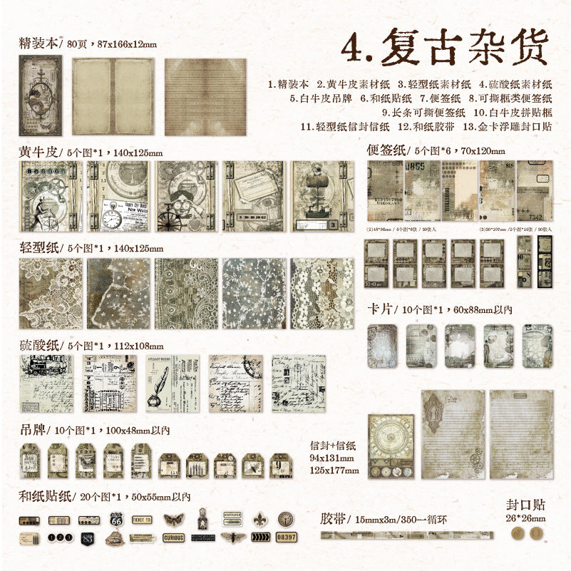 153pcs Junk Journal Supplies Kit with 80 Sheets Notebook YYQS