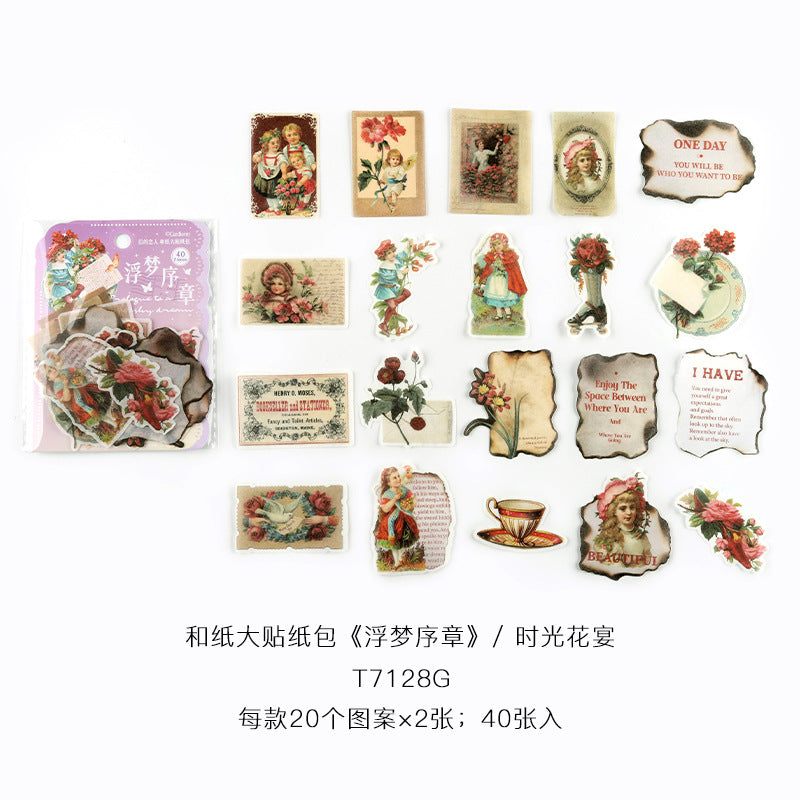 40 Pcs Washi Stickers Pack FMXZ