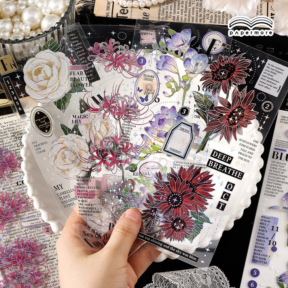 3 Pcs Flowers PET Stickers ZHHM