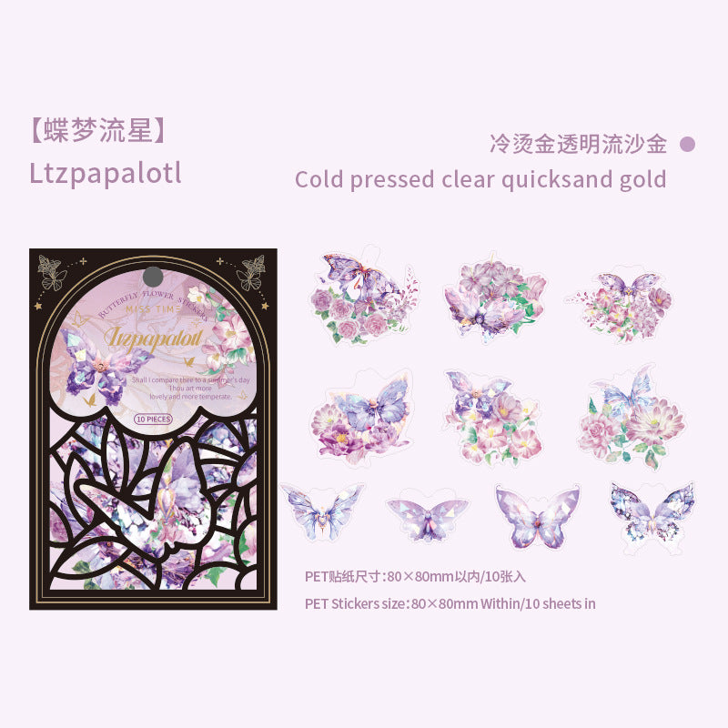 10pcs Flower and Butterfly PET Stickers SSZG