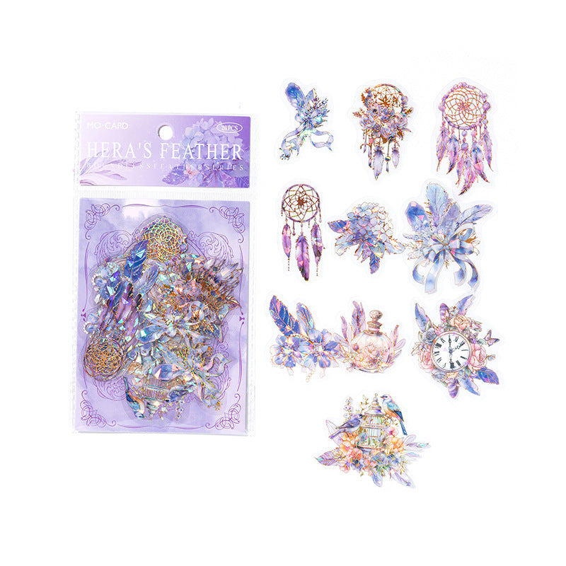 20pcs PET Feather Stickers WJYM