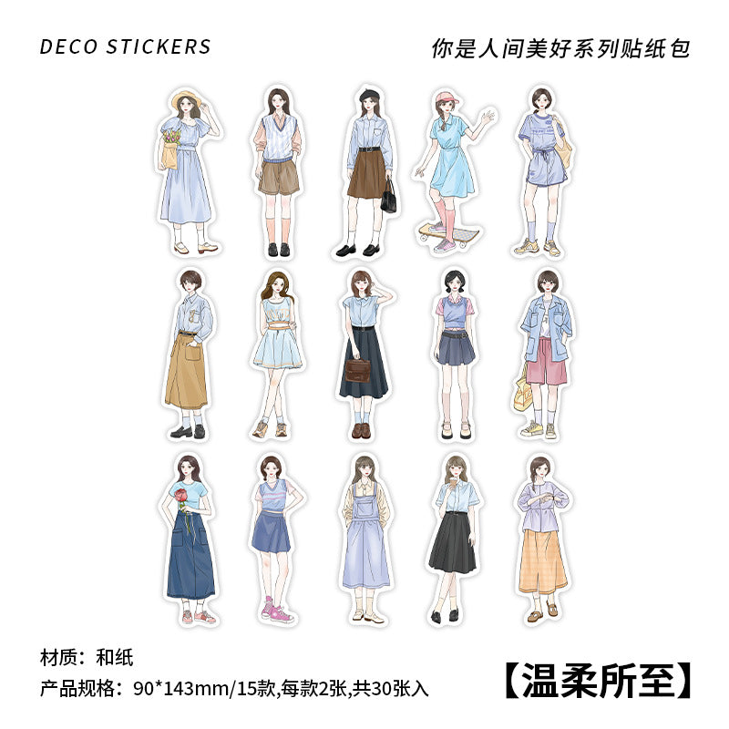 30pcs People Washi Stickers NRJMH