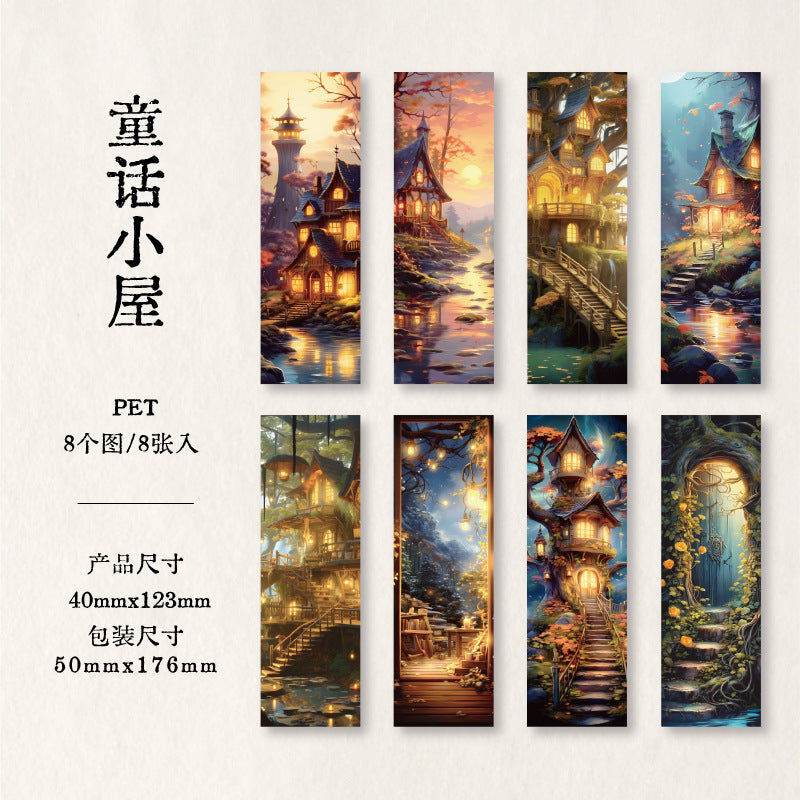 8pcs Landscape PET Bookmark YLMJ