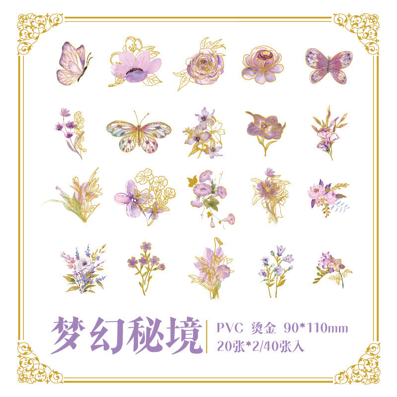 40PCS PVC Flower Stickers HZYS