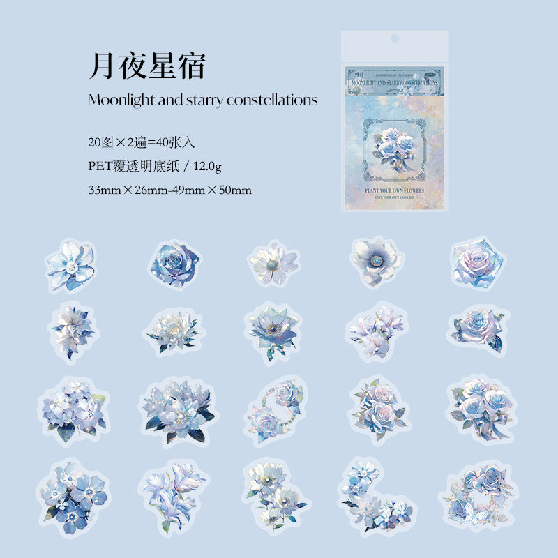 40pcs PET Flowers Stickers HHHXTJ