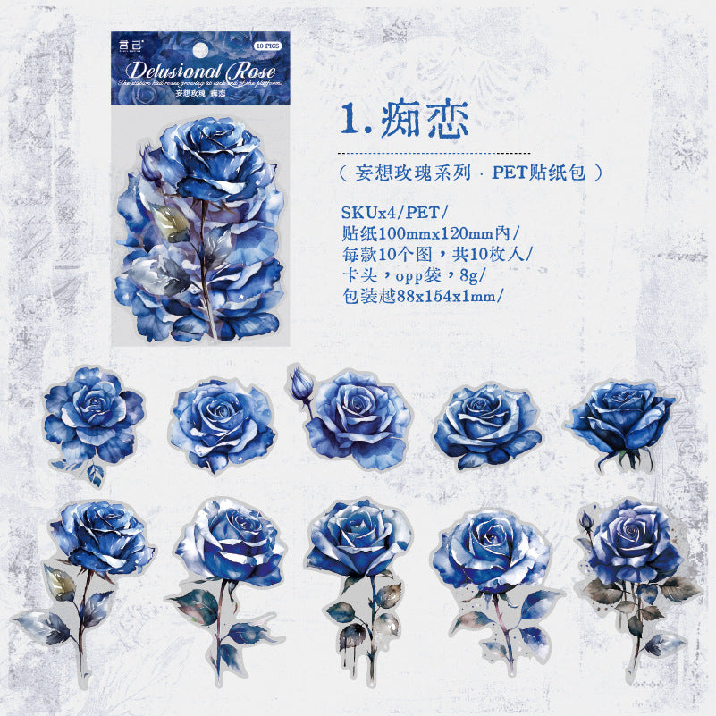 10pcs Vintage Rose Stickers WXMG