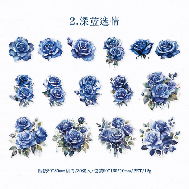 30Pcs PET Rose Stickers MGMX