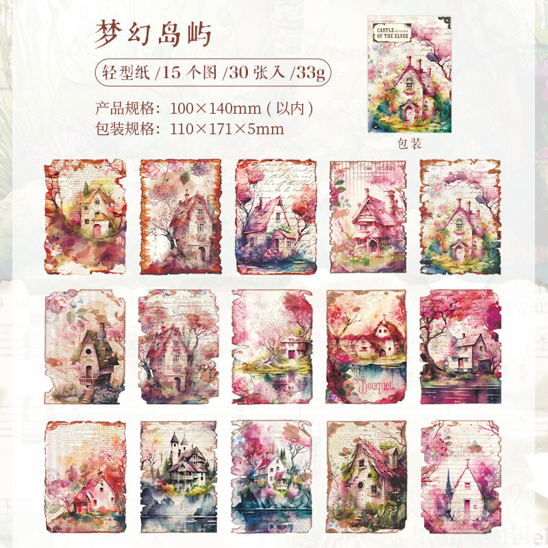 30 sheets Castle Scrapbook Paper JLDCB