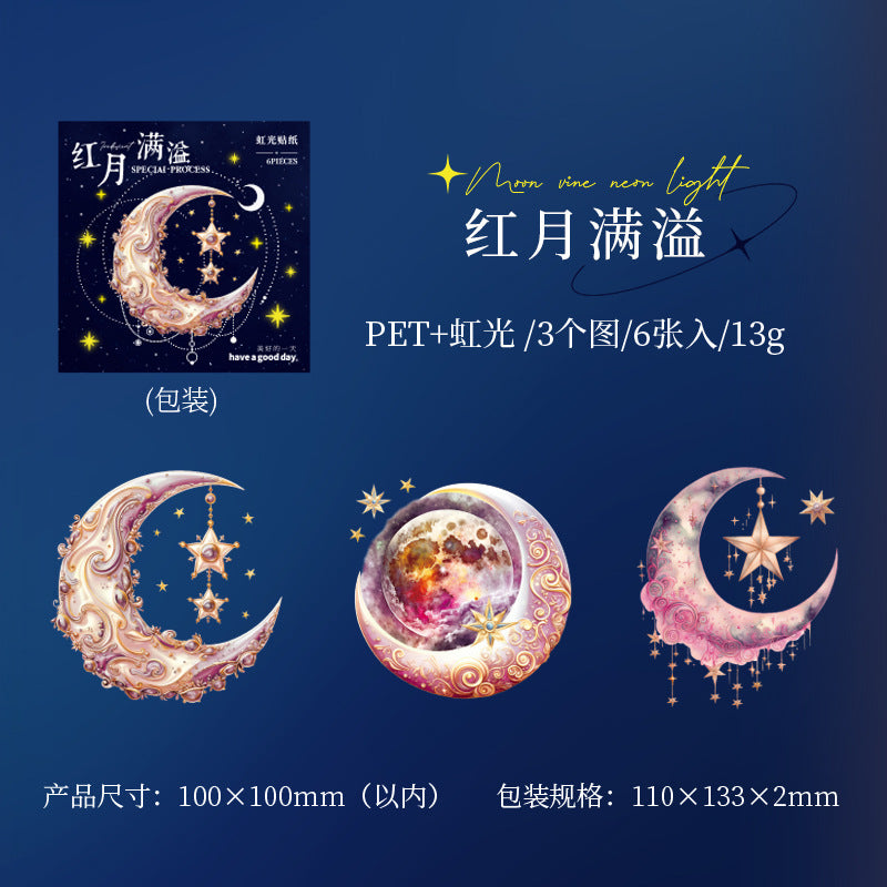 6 Pcs Moon Stickers YMNG