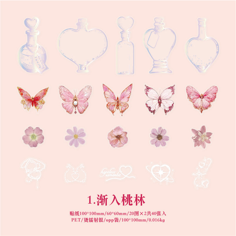 40pcs PET Butterfly Stickers DWHY
