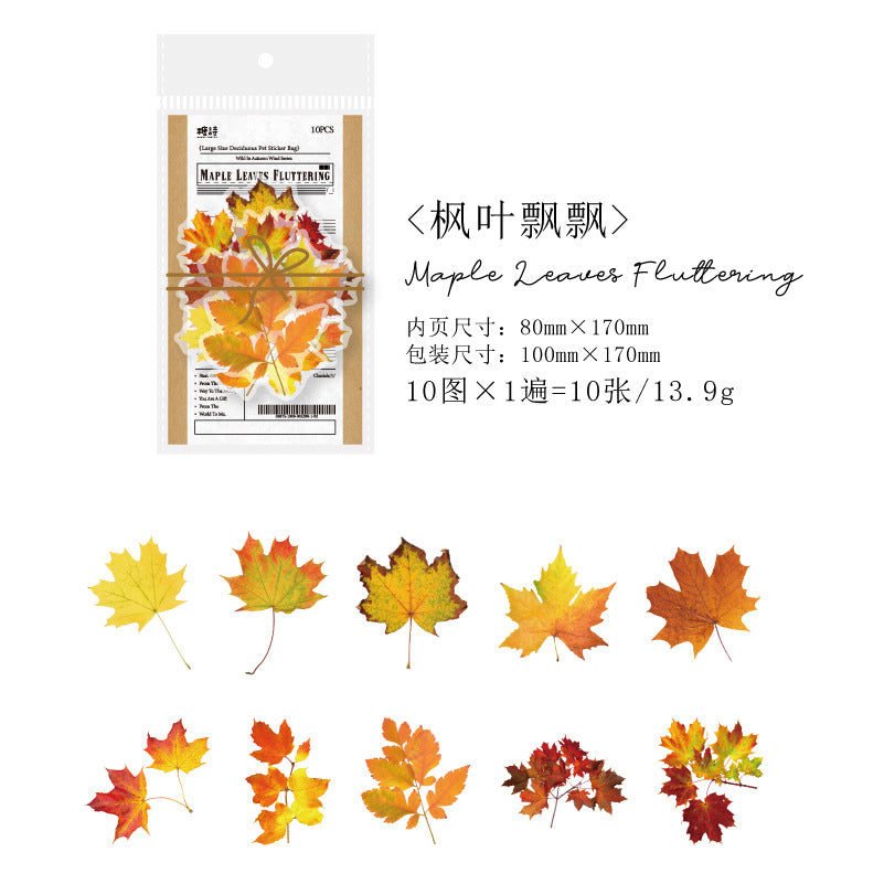 10Pcs PET Leaf Stickers YZQF