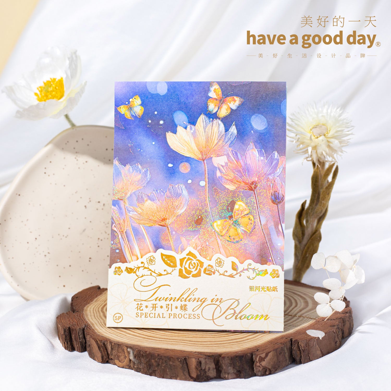 5 Pcs Flowers Washi Paper Stickers FHSS
