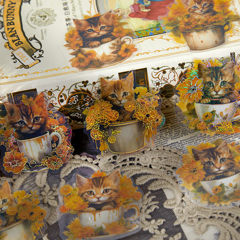 45 Pcs Cat Theme PET Stickers YLYM