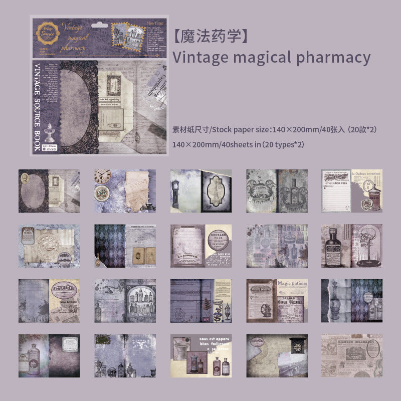 40pcs Vintage Scrapbook Paper SJJH