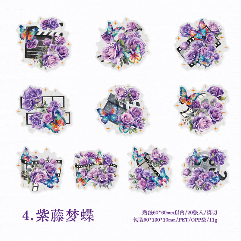 20pcs Flowers and Butterfly PET Stickers HDLY