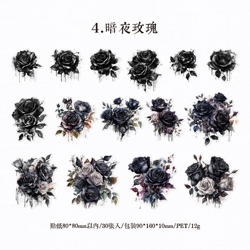 30Pcs PET Rose Stickers MGMX