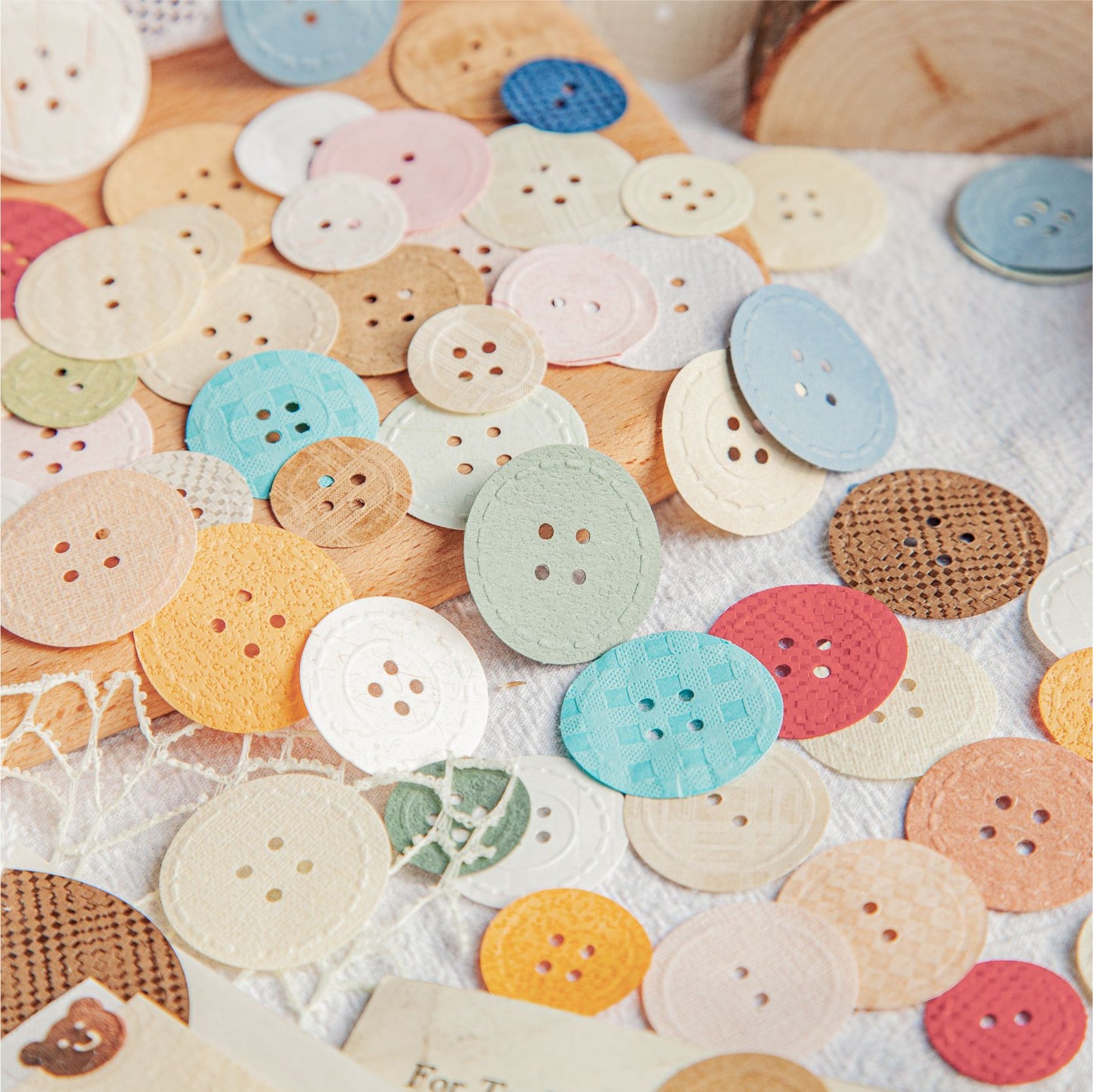 64 Pcs Button Style Scrapbook Supplies NKSJ