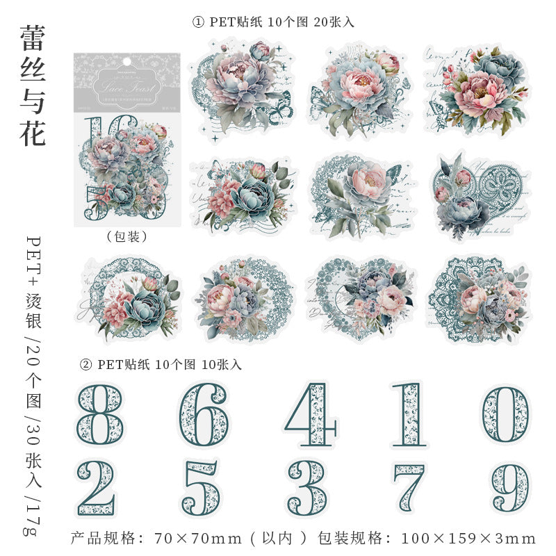 30pcs PET Flower Stickers LSSY