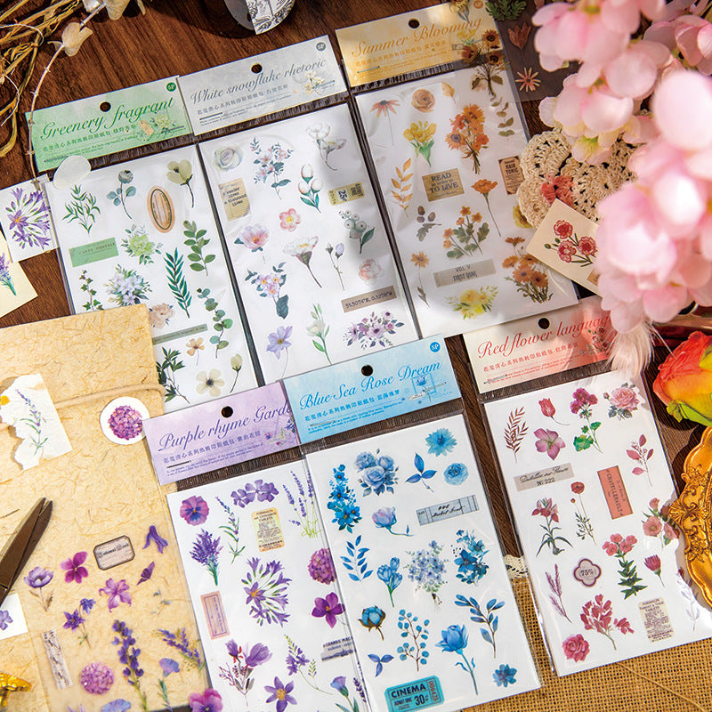5 Sheets Flowers Stickers HQQX