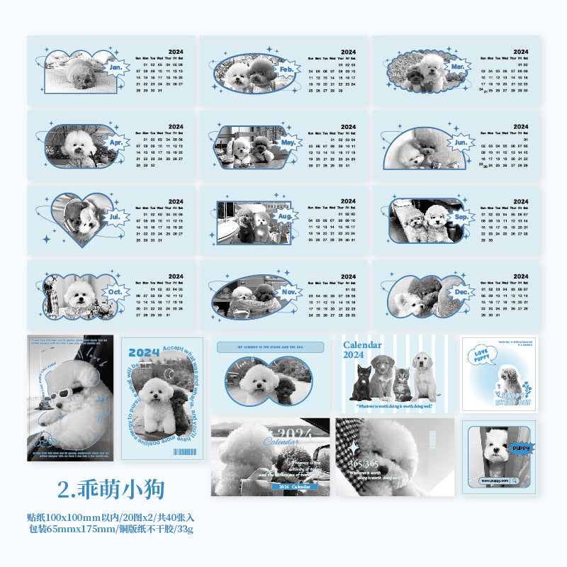 40pcs Cat Theme Calendar Stickers TCRJ