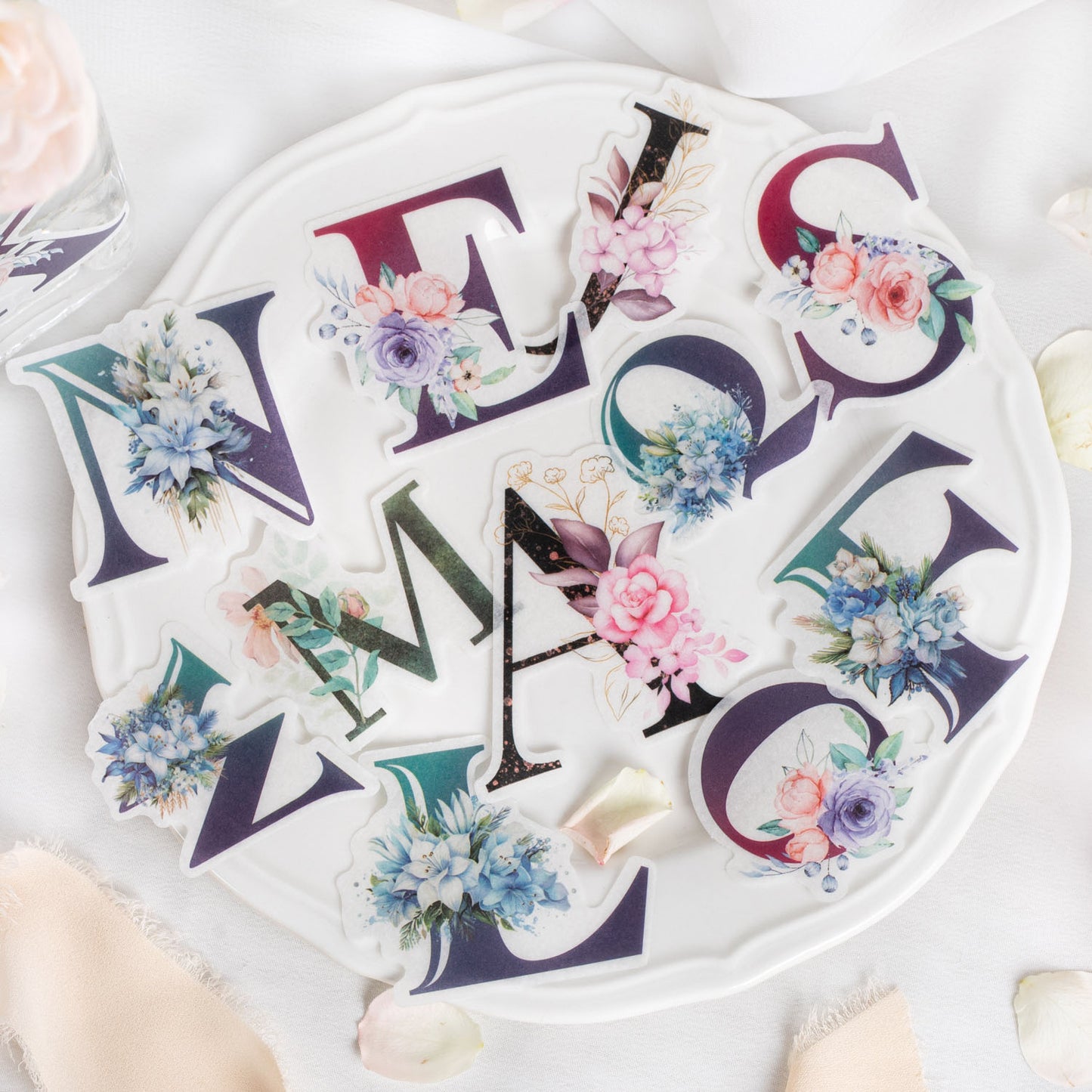 26 Pcs Floral Letter Stickers ZMHS