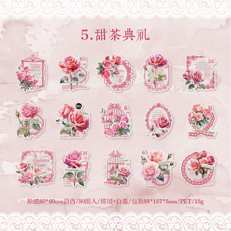 30 Pcs PET Flowers Stickers FHRM
